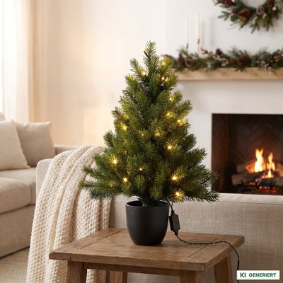 Künstlicher Tannenbaum im Topf mit 50 LEDs, Höhe ca. 60 cm Künstlicher Tannenbaum im Topf mit 50 LEDs, Höhe ca. 60 cm