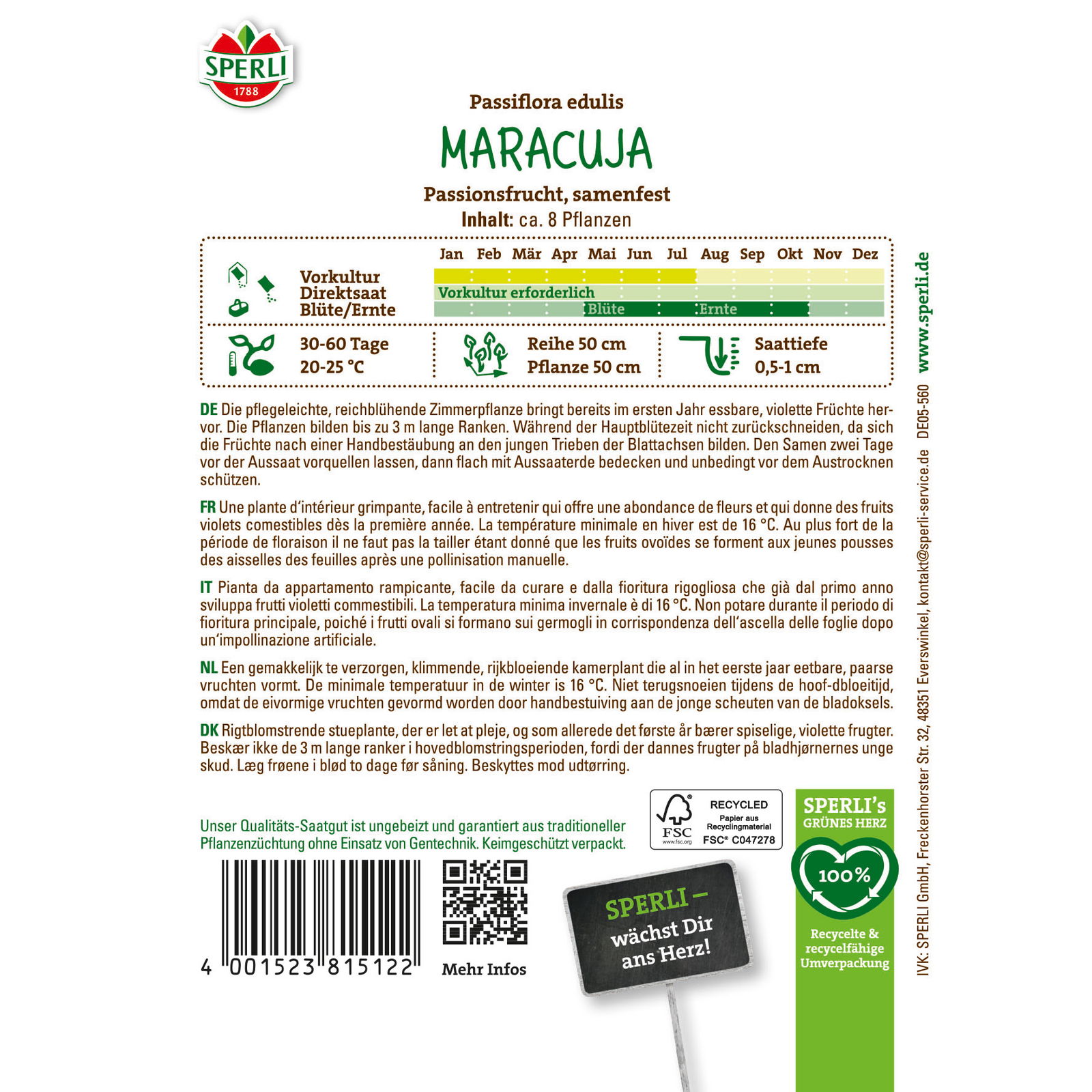 Sperli Saatgut Passionsfrucht Maracuja, violett-grün