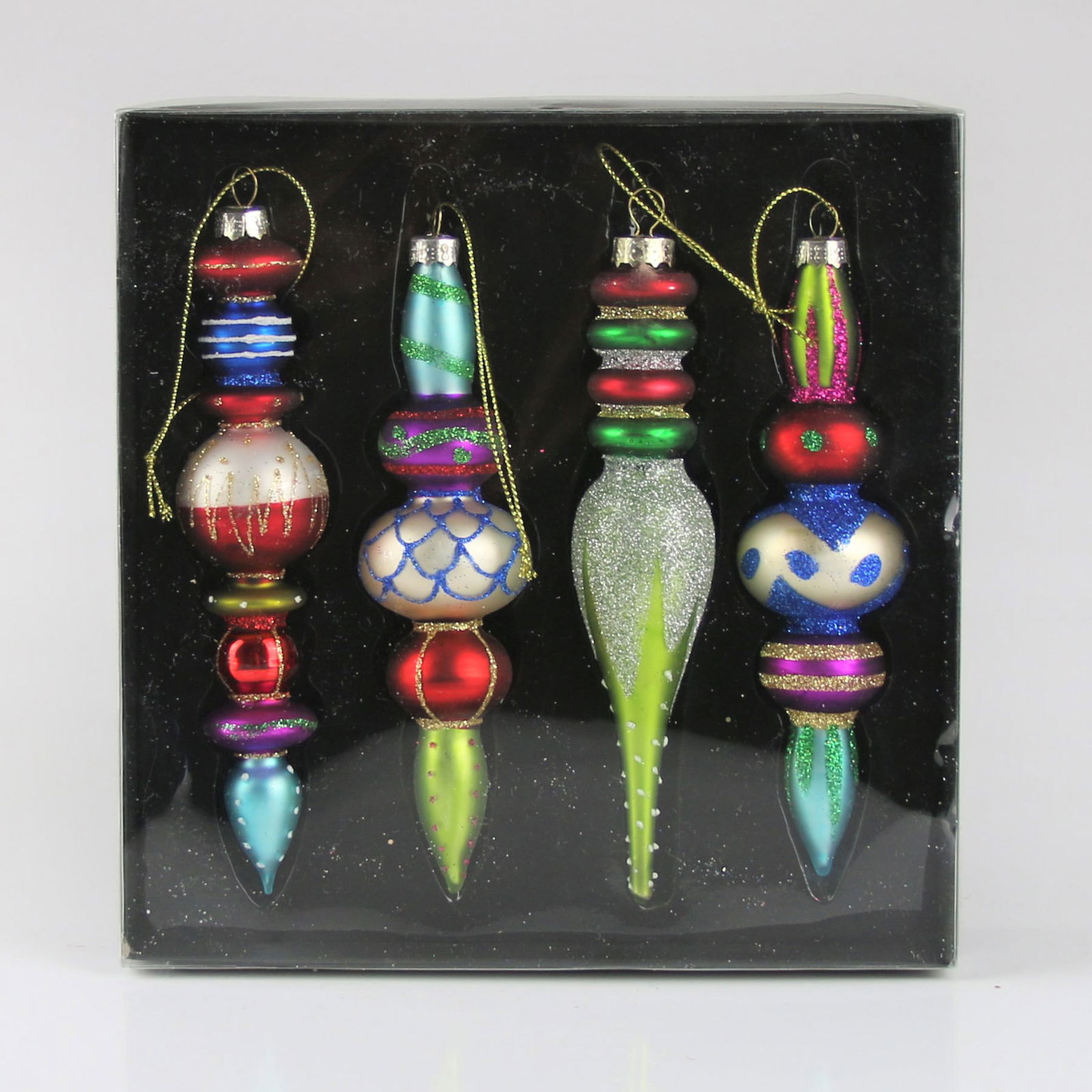 Zapfen, 4er-Set, bunt, Glas, Höhe ca. 15 x Ø 3,5 cm