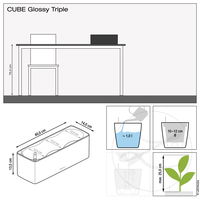 Lechuza® 'Cube Glossy Triple', anthrazit highloss, 14 x 40 x H 13,5 cm