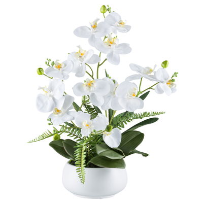 Künstliches Phalaenopsis-Arrangement 'Real Touch', weiß, Höhe ca. 55 cm