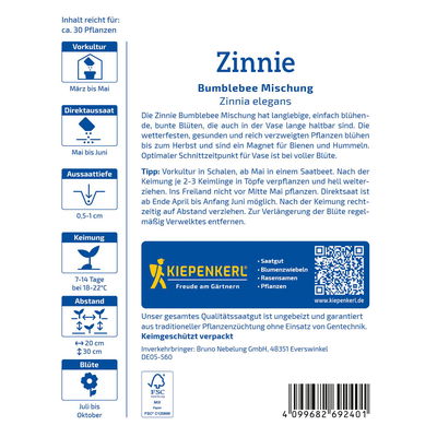 Saatgut Zinnie 'Bumblebee' Saatgut Zinnie 'Bumblebee'