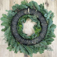 Adventskranz, Mix-Grün, halbrund gebunden, ca. 35 cm Ø