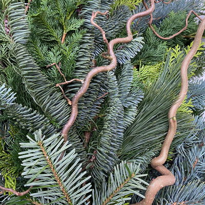 Koniferenstrauß aus verschiedenem Schnittgrün, Länge ca. 60 cm, 2 Bund