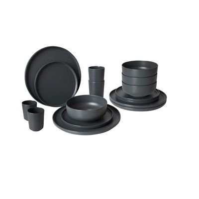 Bo-Camp Geschirrset 'Patom', 16tlg., anthrazit, Melamin Bo-Camp Geschirrset 'Patom', 16tlg., anthrazit, Melamin