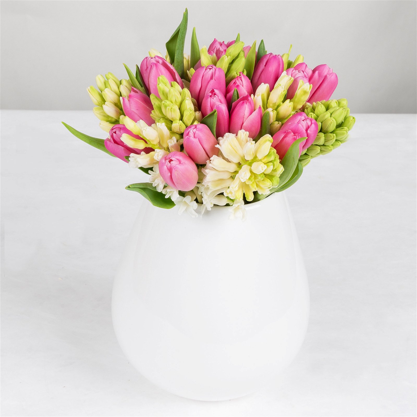 Gemischter Blumenbund 'Frühlingszeit', rosa-weiß, inkl. gratis Grußkarte