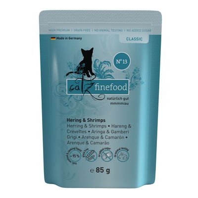 Katzennassfutter Catz Finefood No. 13, Hering & Krabben, 85 g Katzennassfutter Catz Finefood No. 13, Hering & Krabben, 85 g
