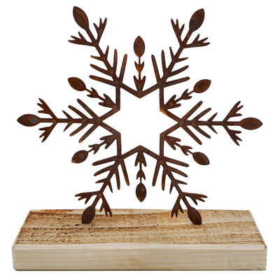 Schneeflocke 'Alaska', auf Fichtenholz, Höhe ca. 20 cm Schneeflocke 'Alaska', auf Fichtenholz, Höhe ca. 20 cm
