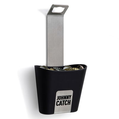 Höfats JOHNNY CATCH Wand-Flaschenöffner mit Fangbecher aus gebürstetem Edelstahl