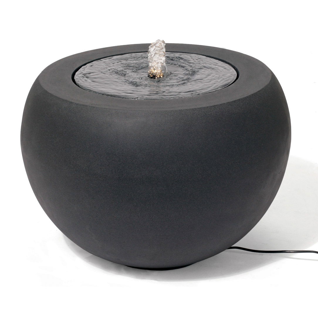 Kirschke Steingutbrunnen 'Girona', anthrazit, Ø 55 x H 38 cm