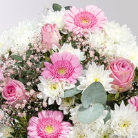 Blumenstrauß 'Prima' rosa, handgebunden