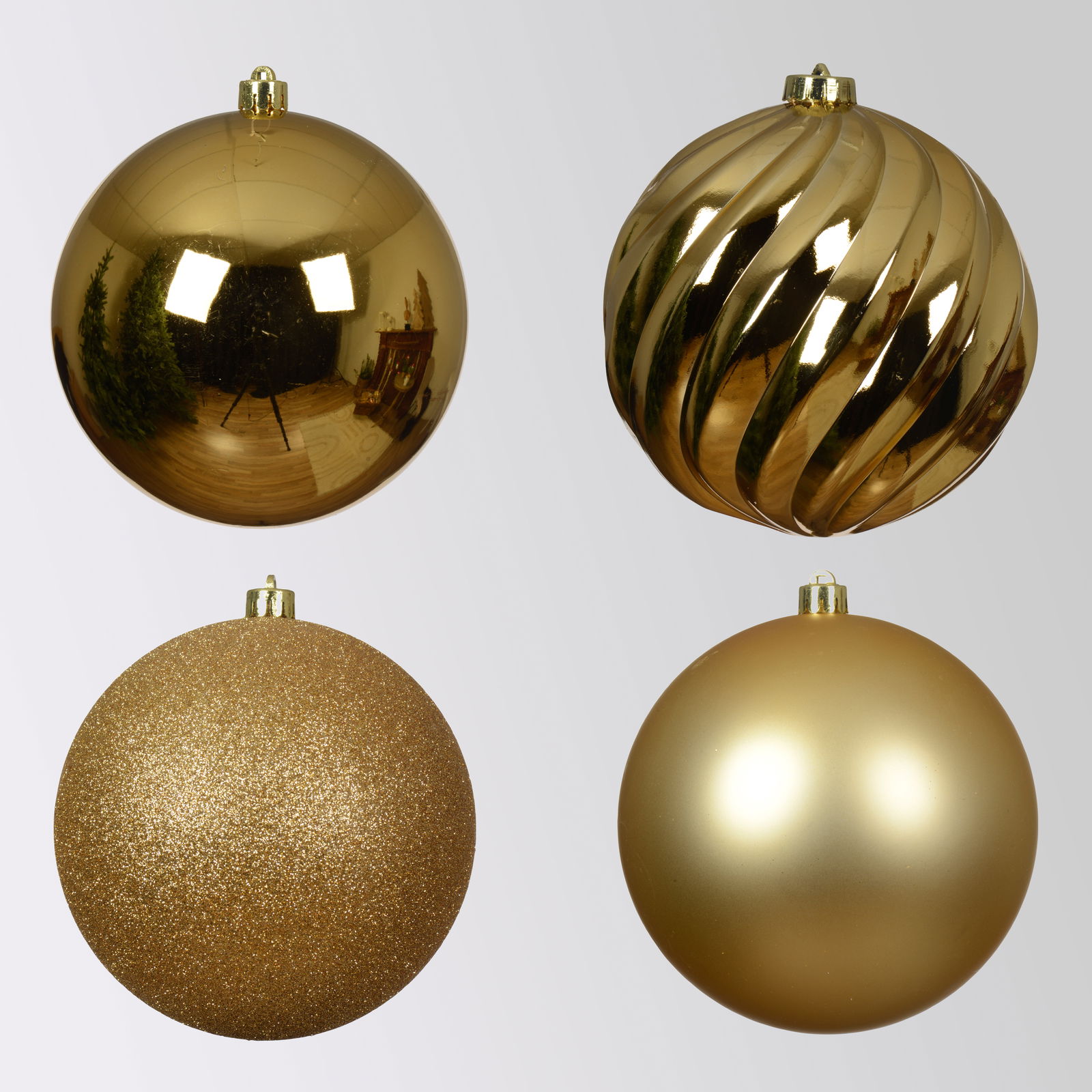 Christbaumkugeln, 4er-Set, hellgold, ca. Ø 14 cm Christbaumkugeln, 4er-Set, hellgold, ca. Ø 14 cm