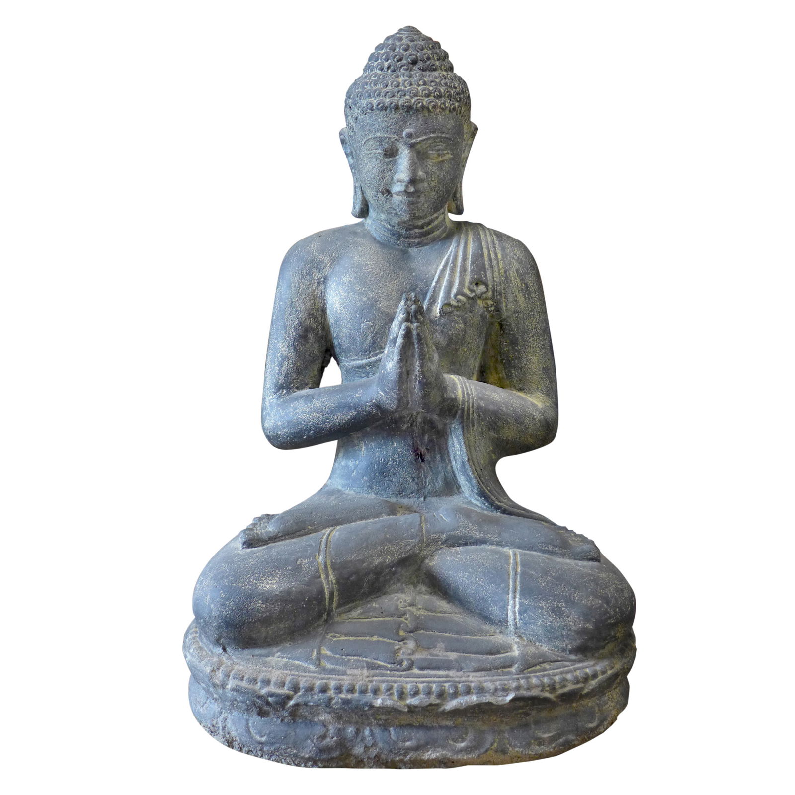 Buddha sitzend, grau, Steinguss, 45 x 30 x 23 cm