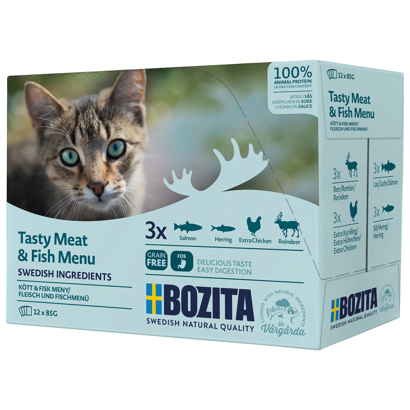 Bozita HIG Katze, Nassfutter, Multibox, Fleisch & Fisch, 12 x 85 g