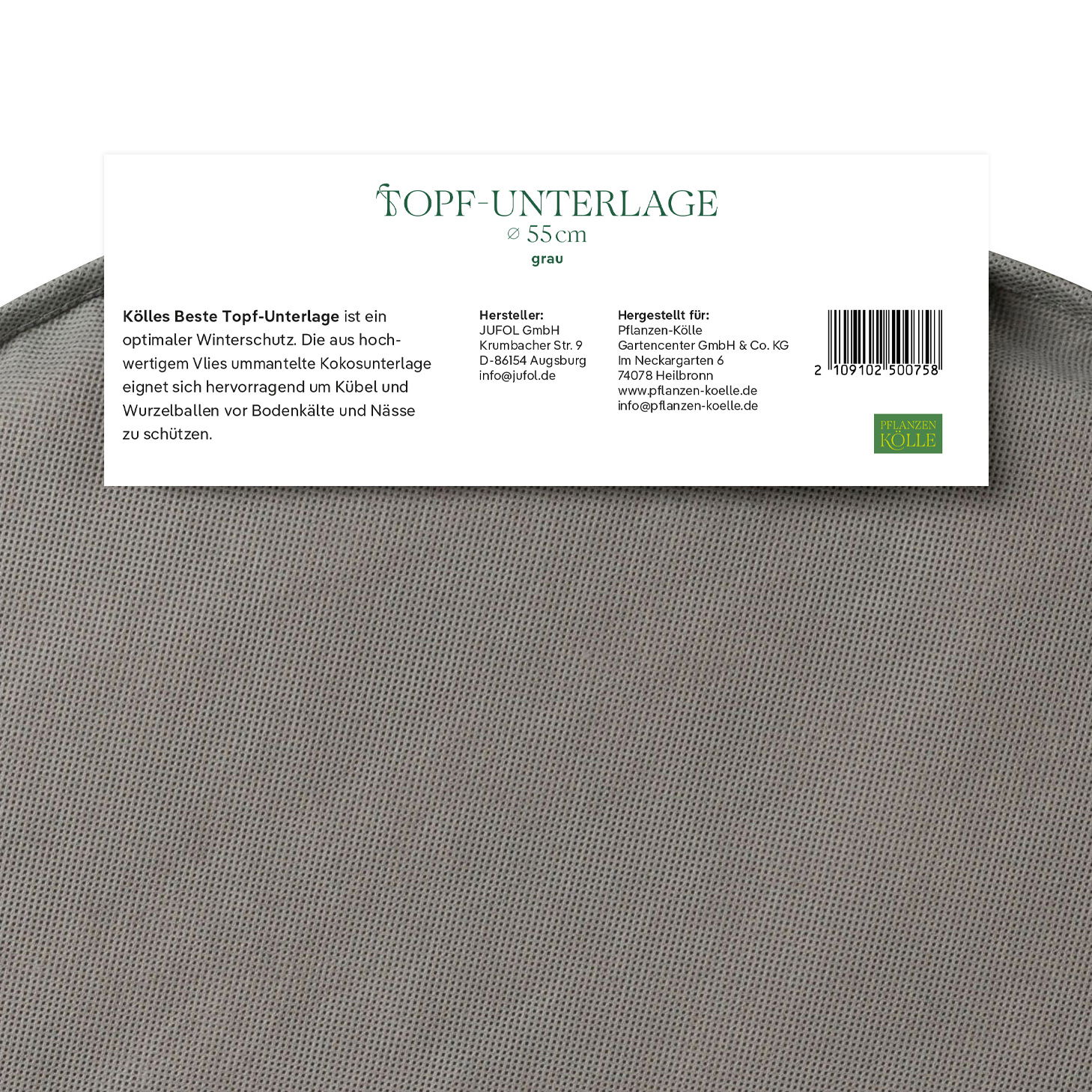 Kölles Beste Topfunterlage mit Kokosmatten und Doppelnaht, 55 cm Ø