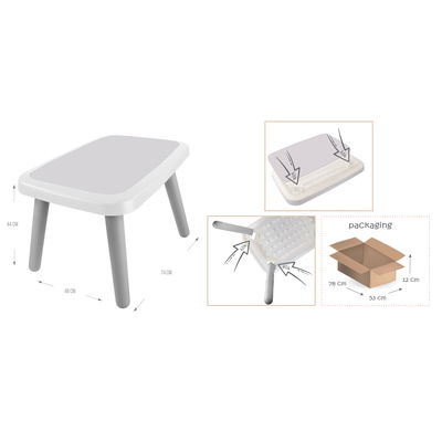 Mochtoys Kindertisch, grau, ca. H44 x 24 x 48 cm