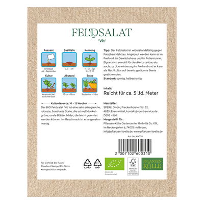 Kölle Bio Gemüsesamen, Feldsalat 'Vit' Kölle Bio Gemüsesamen, Feldsalat 'Vit'