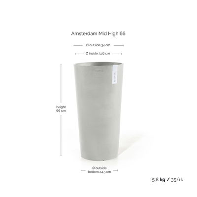 Ecopots Pflanzgefäß 'Amsterdam Midi', weißgrau, ca. Ø 34 x H 66 cm Ecopots Pflanzgefäß 'Amsterdam Midi', weißgrau, ca. Ø 34 x H 66 cm