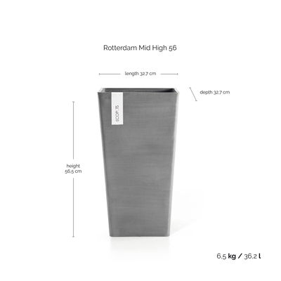 Ecopots Pflanzgefäß 'Rotterdam MidHigh', grau, ca. Ø 31 x H 56 cm Ecopots Pflanzgefäß 'Rotterdam MidHigh', grau, ca. Ø 31 x H 56 cm