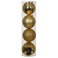 Christbaumkugeln, 4er-Set, hellgold, ca. Ø 14 cm