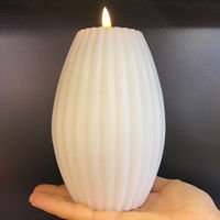 LED Echtwachskerze 'Stripe', weiß, Ø 10 x H 15 cm LED Echtwachskerze 'Stripe', weiß, Ø 10 x H 15 cm