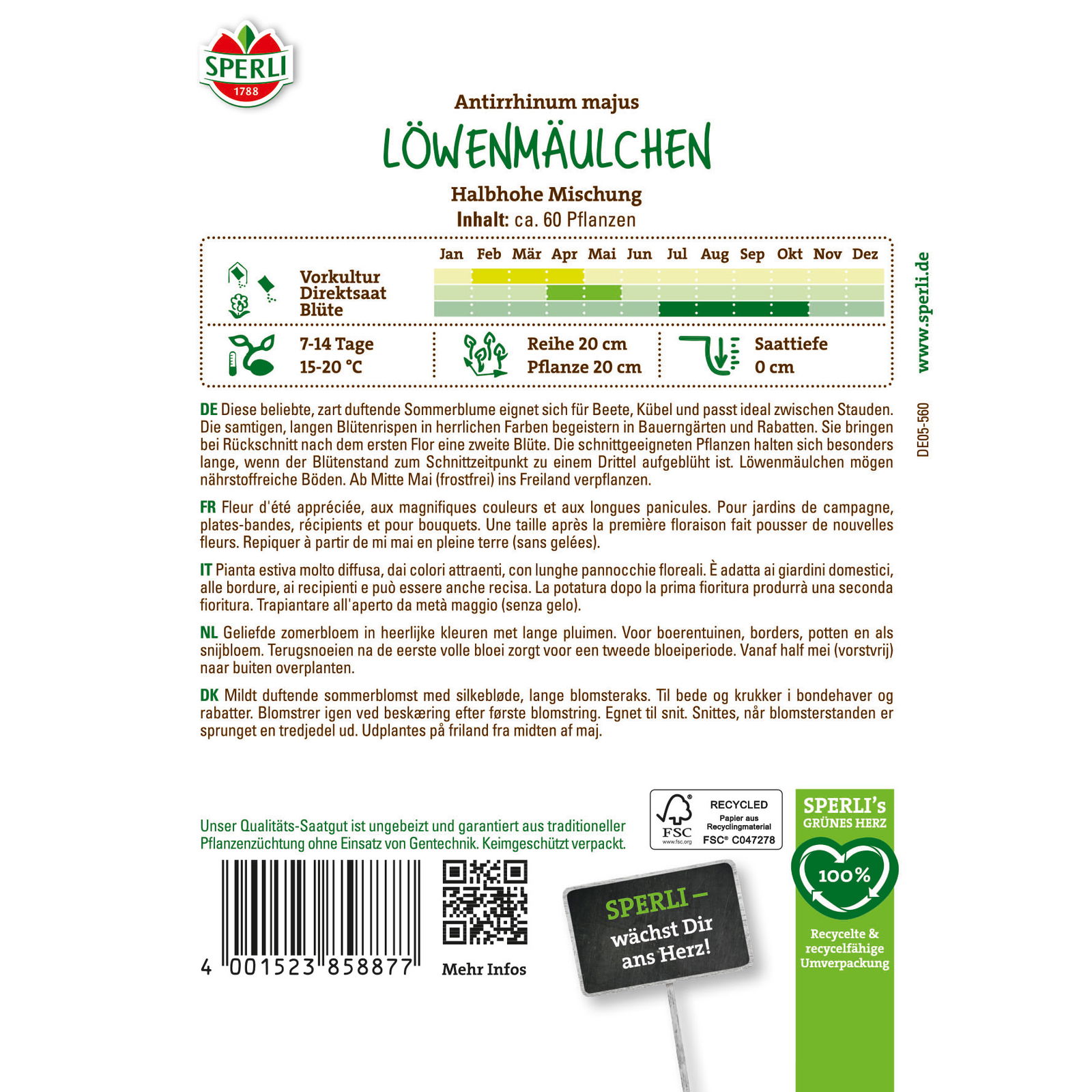 Sperli Saatgut Löwenmäulchen 'Halbhohe Mischung', bunt