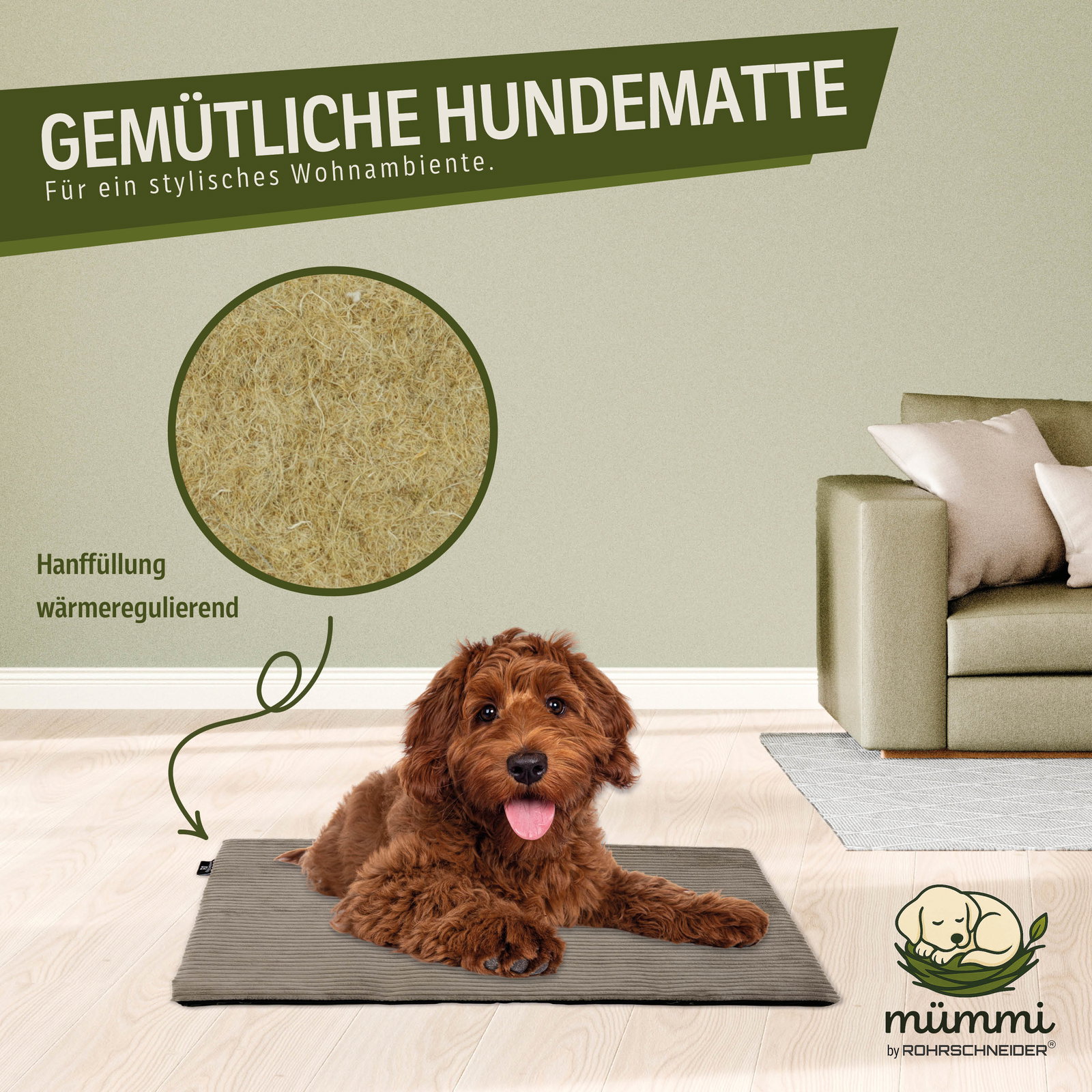 Mümmi by Rohrschneider Hundematte Cord, taupe, ca. 44 x 50 x 2 cm Mümmi by Rohrschneider Hundematte Cord, taupe, ca. 44 x 50 x 2 cm