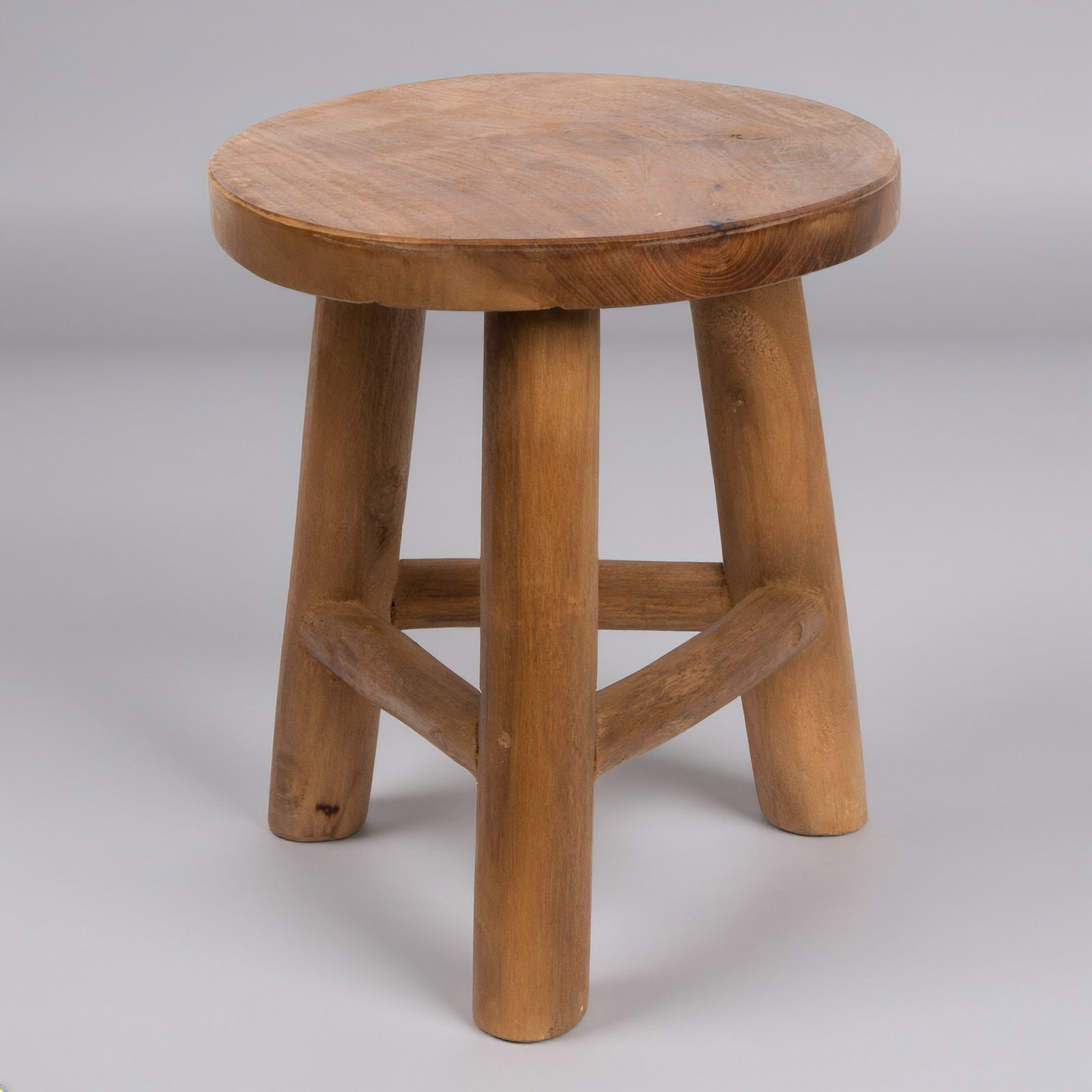 Wurzelholz-Hocker, light Wax, aus recyceltem Teakholz, Ø 35 cm, Höhe 42 cm