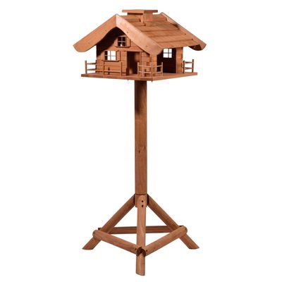 Vogelfutterhaus Almhütte mit liebevollen Details, inkl. Ständer, FSC®, ca. 56 x 46 x 35,5 cm