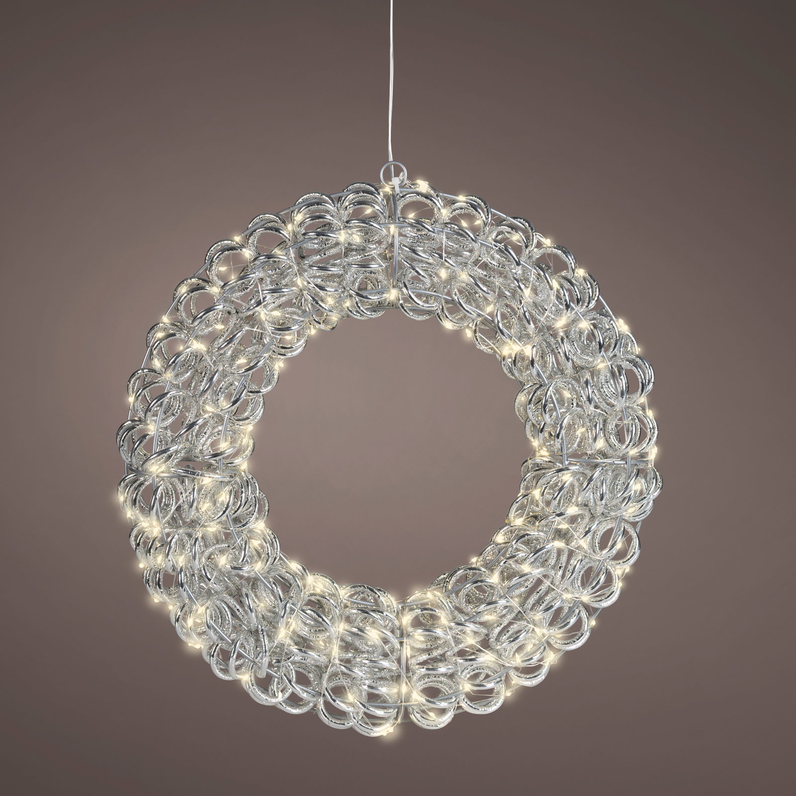 LED Kranz, 300 LEDs, silber, warmweiß, Ø ca. 38 cm LED Kranz, 300 LEDs, silber, warmweiß, Ø ca. 38 cm