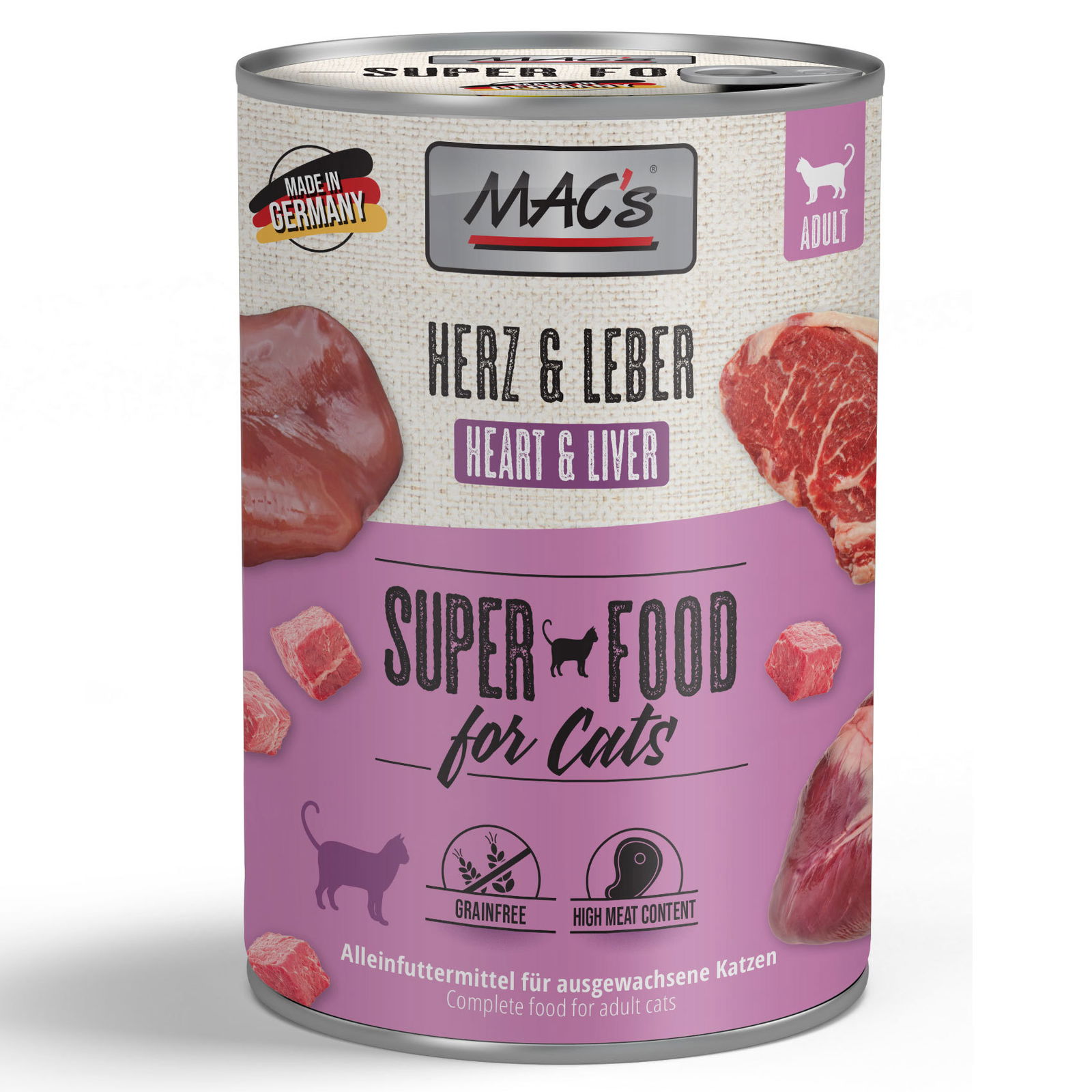 Katzennassfutter MAC’s Cat Dose, Herz und Leber, 400 g Katzennassfutter MAC’s Cat Dose, Herz und Leber, 400 g