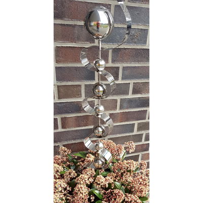 Beetstecker Uranus aus Edelstahl mit 7 Kugeln und Stab, Maße 127 x 12 x 9 cm Beetstecker Uranus aus Edelstahl mit 7 Kugeln und Stab, Maße 127 x 12 x 9 cm