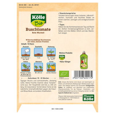 Kölle Bio Gemüsesamen Buschtomate kleinfruchtig