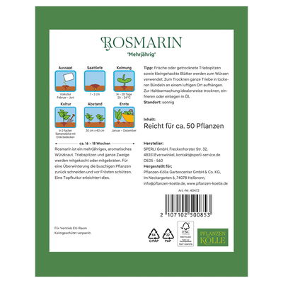 Kölles Beste Kräutersamen, Rosmarin 'Mehrjährig'