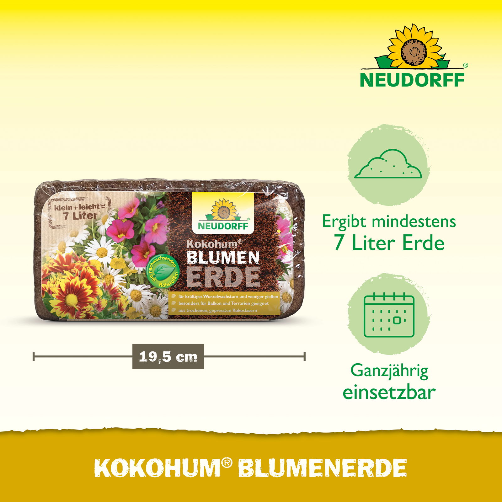 Neudorff Kokohum Blumenerde 1 Brikett, 630 g