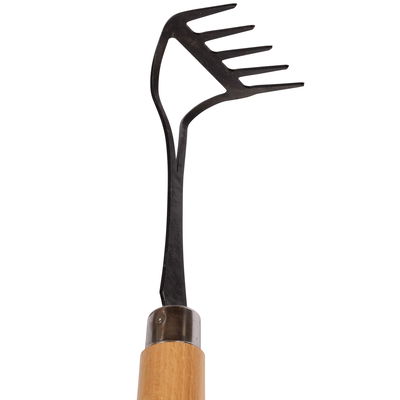 Kölle Handrechen, handgeschmiedet, Kohlenstoffstahl, Stiel 50 cm, Buche