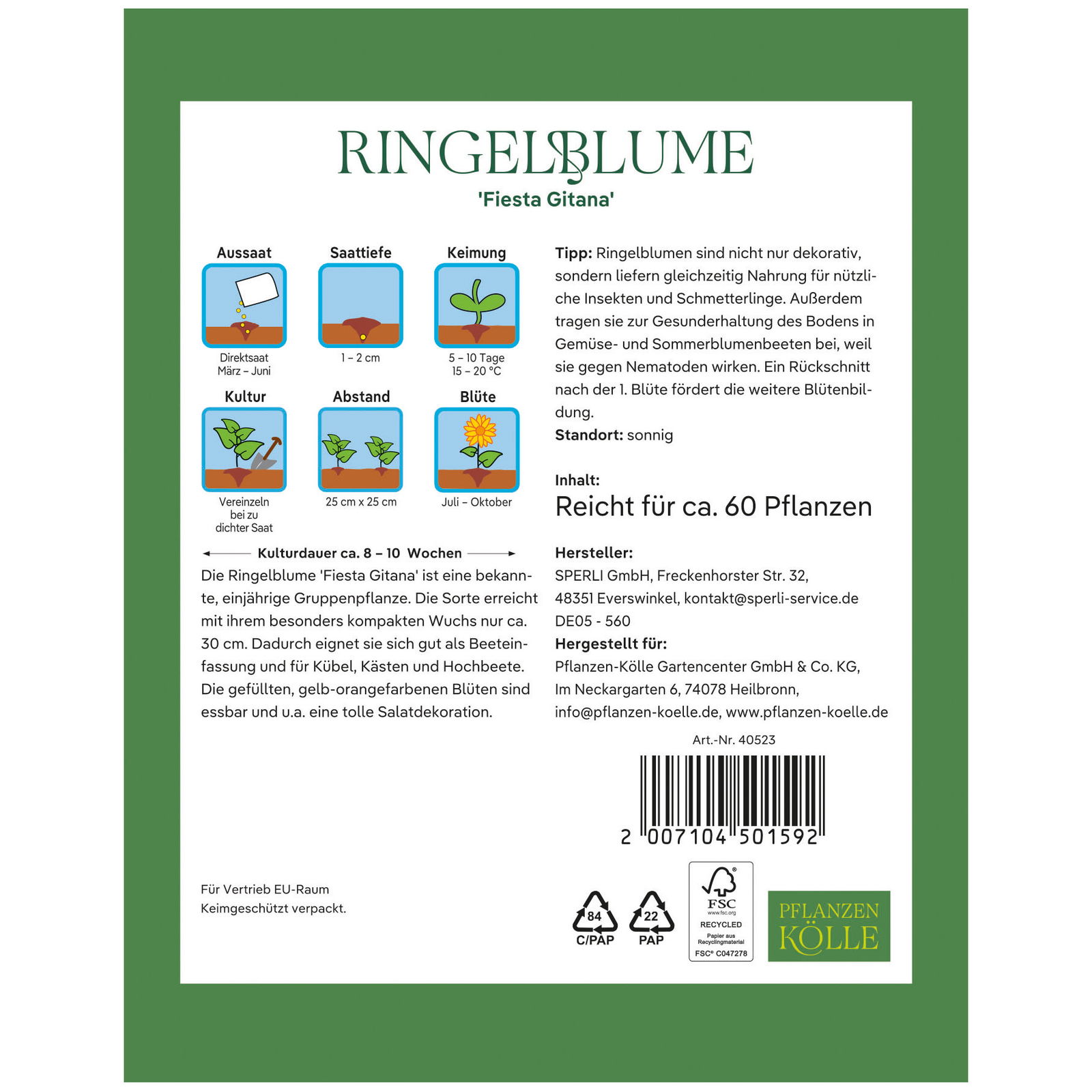 Kölles Beste Blumensamen, Ringelblume 'Fiesta Gitana'