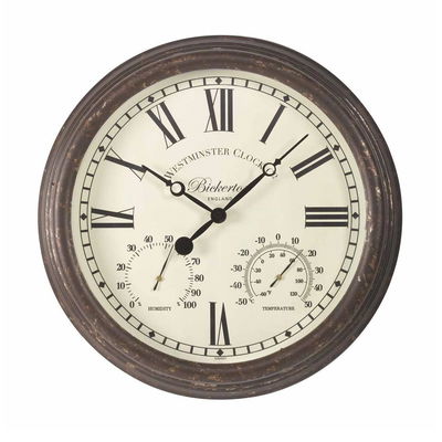 Bickerton Wanduhr und Thermometer, 38 cm, witterungsbeständig, vielseitig Bickerton Wanduhr und Thermometer, 38 cm, witterungsbeständig, vielseitig