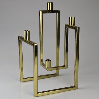 Kerzenständer, gold, Edelstahl, Höhe ca. 33 cm Kerzenständer, gold, Edelstahl, Höhe ca. 33 cm