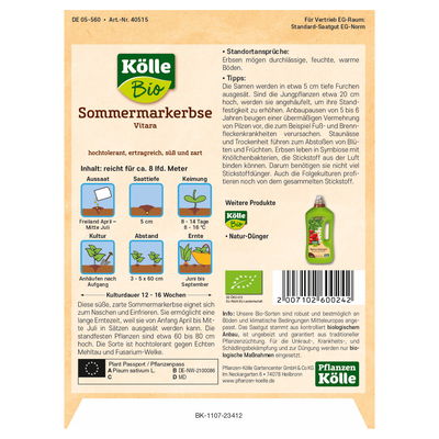 Kölle Bio Saatgut Sommer-Markerbse 'Karina', grün