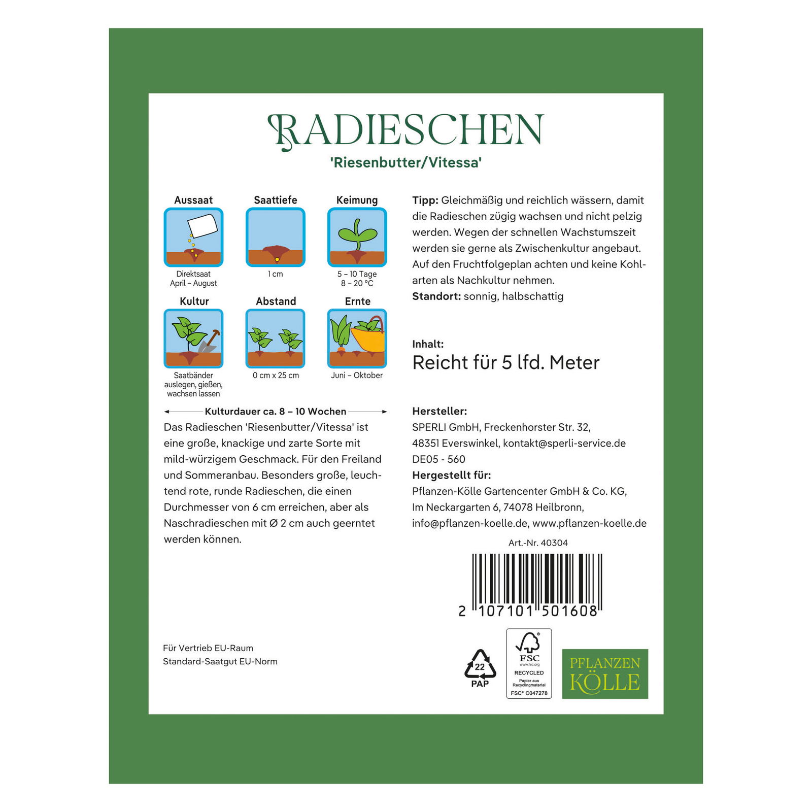 Kölles Beste Gemüsesamen Radies Kölles Beste Gemüsesamen Radies