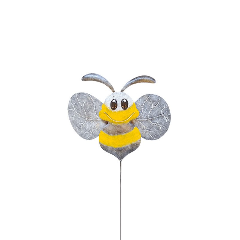 Kölle Gartenfigur Biene mit Stecker, weiß-gelb, ca. 20x5x58 cm
