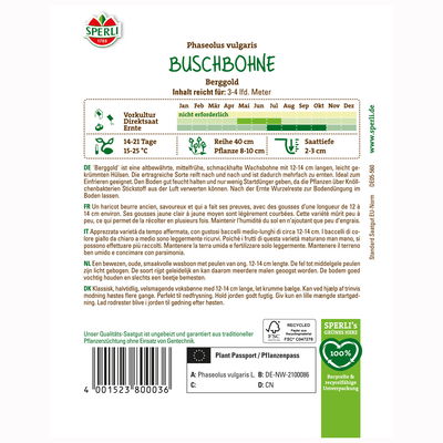 Gemüsesamen, Buschbohne 'Berggold', gelb