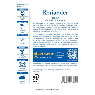 Kiepenkerl Saatscheibe Koriander 'Jantar'