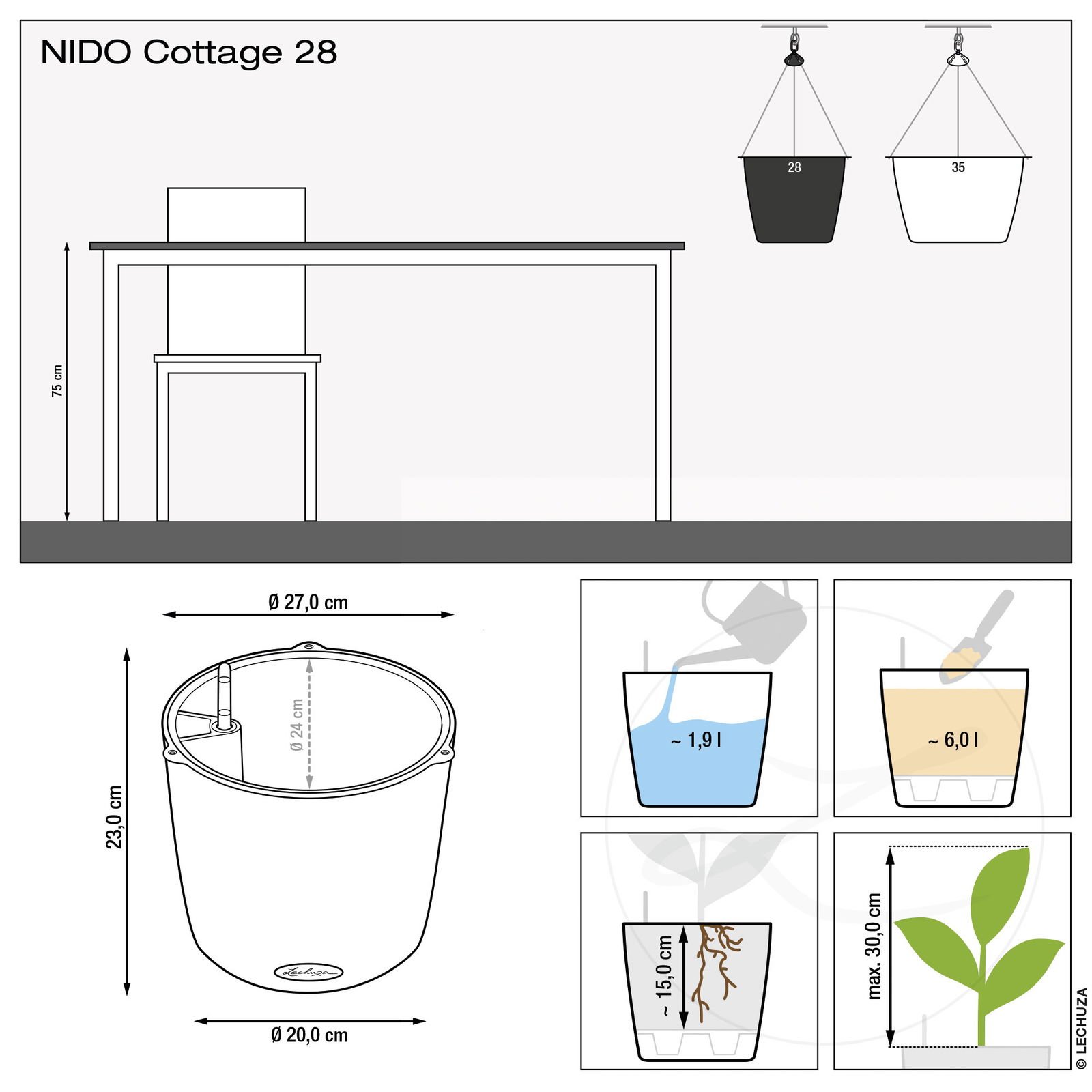 Lechuza 'Nido Cottage 28', sandbraun, Ø 27 x H 23 cm