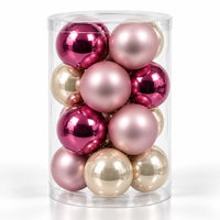 Glas-Kugelmix, 16 Kugeln je Ø 8 cm, puderrosa, perle & dunkelrosa