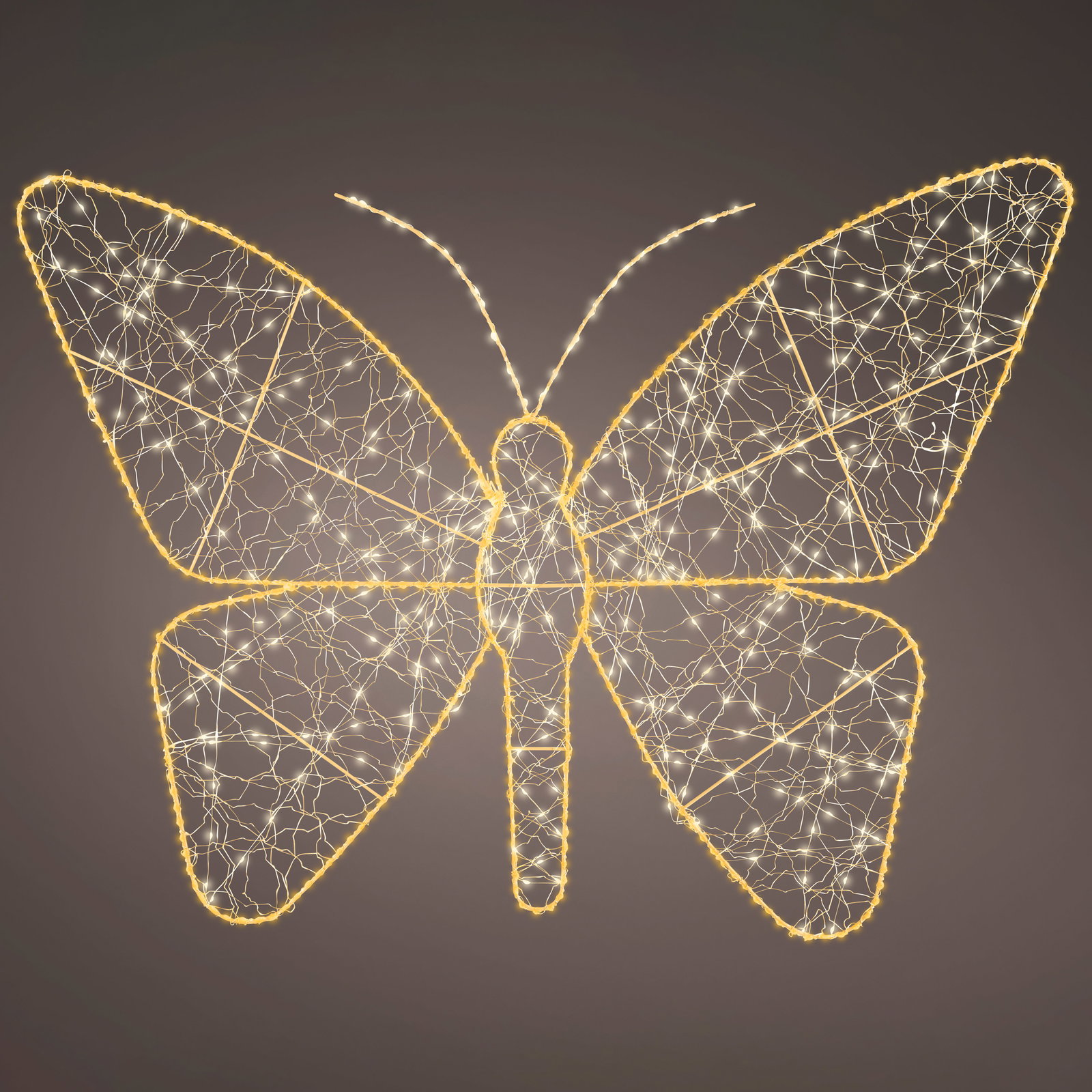 LED Schmetterling, 760 LEDs, gold, ca. 98 x H 77 cm LED Schmetterling, 760 LEDs, gold, ca. 98 x H 77 cm