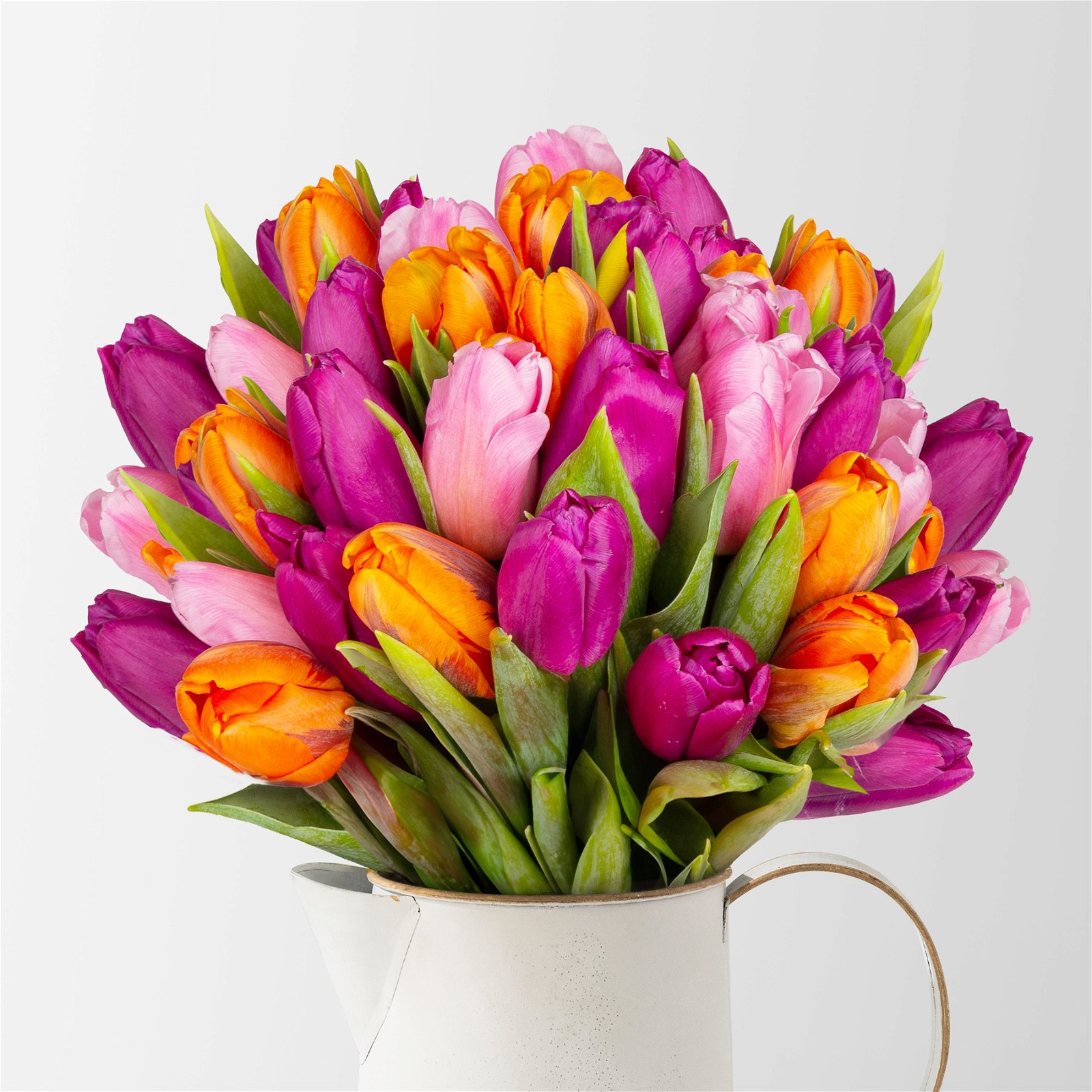 Blumenbund mit Tulpen, 50er-Bund, lila-pink-orange, inkl. gratis Grußkarte