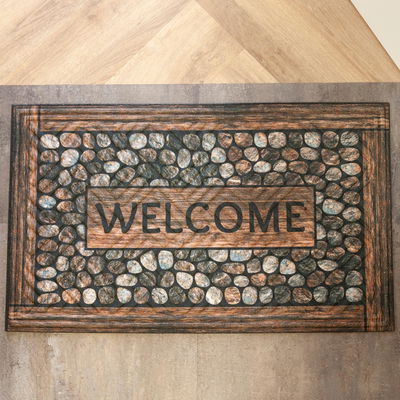 Fußmatte 'Printed Lima Framed Pebbles', braun, 45 x 75 cm Fußmatte 'Printed Lima Framed Pebbles', braun, 45 x 75 cm