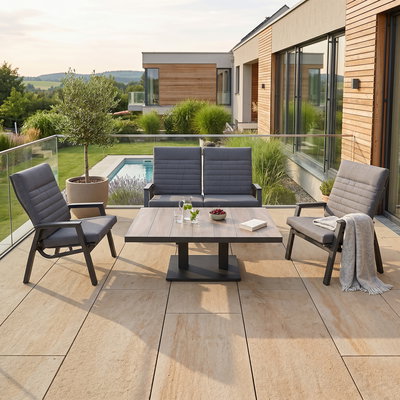 Gartentisch 'Paris' mit Keramikplatte, 140 x 85 x 49-72 cm